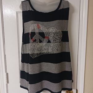 Torrid striped women's sleeveless tank top with Love & Peace. Size 1
